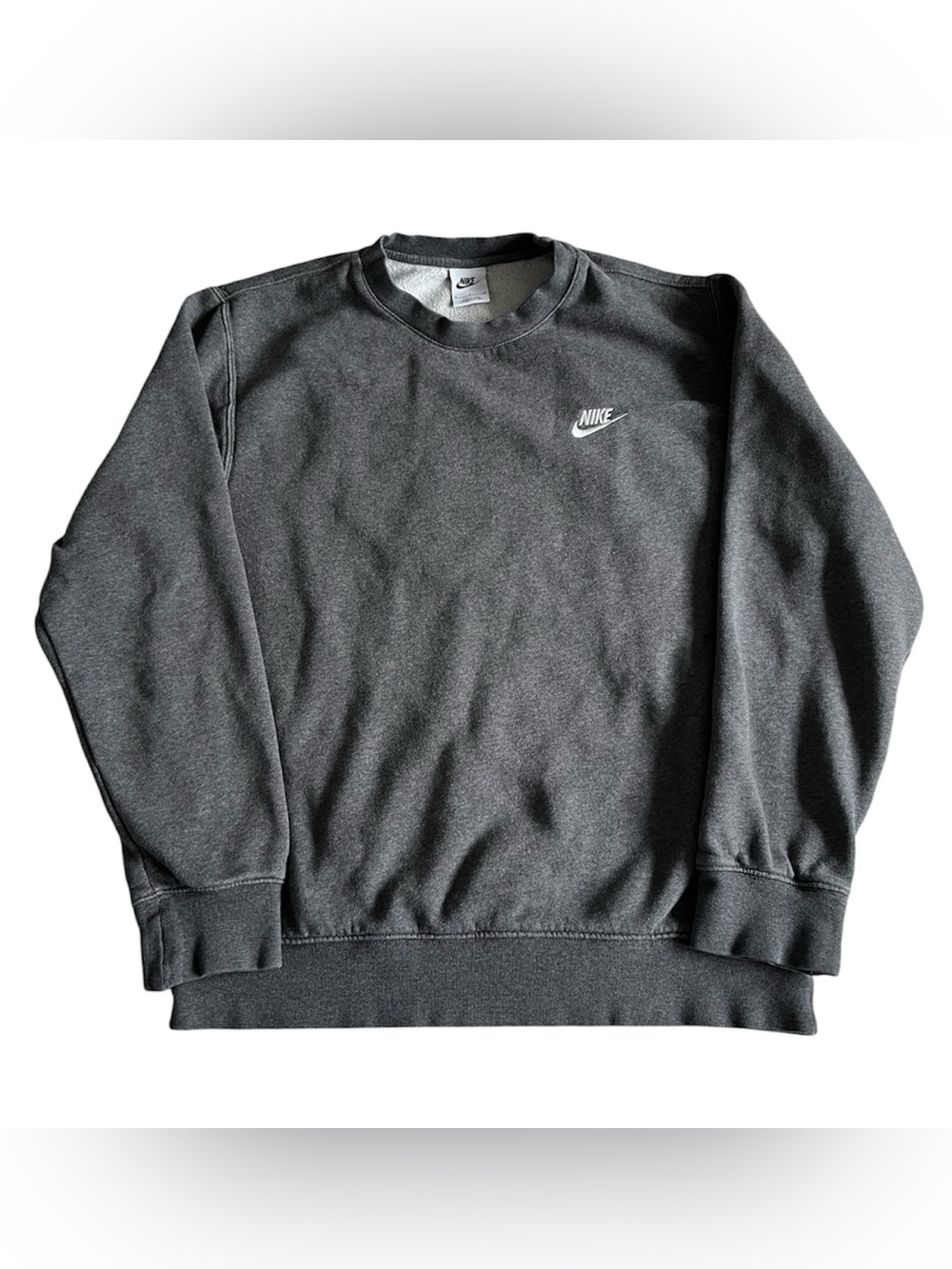 Nike Sportswear Sweatshirt Small Large Gray Swoosh Fleece Pullover Crewneck